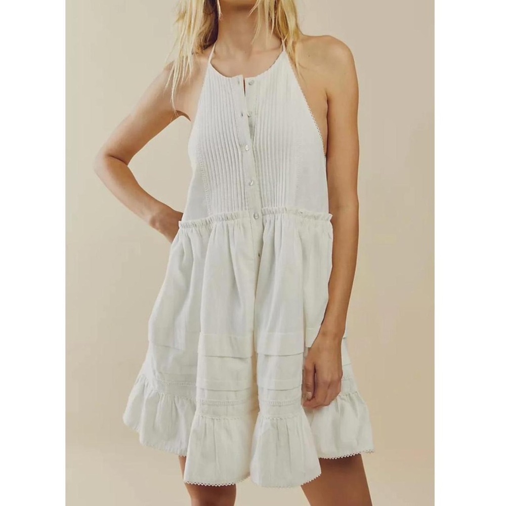 Free People White Tiered Halter Sundress
